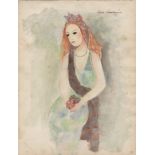 MARIE LAURENCIN - Femme au collier de perles - Watercolor and crayon drawing on paper
