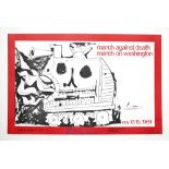 PABLO PICASSO - March against Death - March on Washington - Original color letterset/letterpress