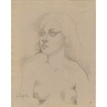 TAMARA DE LEMPICKA - Portrait d'une jeune femme nue - Pencil drawing on paper