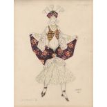 LEON BAKST - Costume Design for Tamara Karsavina As La Fiancee in Le Dieu Bleu I - Watercolor, go...