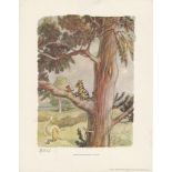 E(RNEST) H(OWARD) SHEPARD - Tigger and Roo Are Stuck on a Limb - Original color offset lithograph