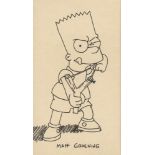 MATT GROENING - Bart Simpson's Slingshot - Original marker drawing on paper