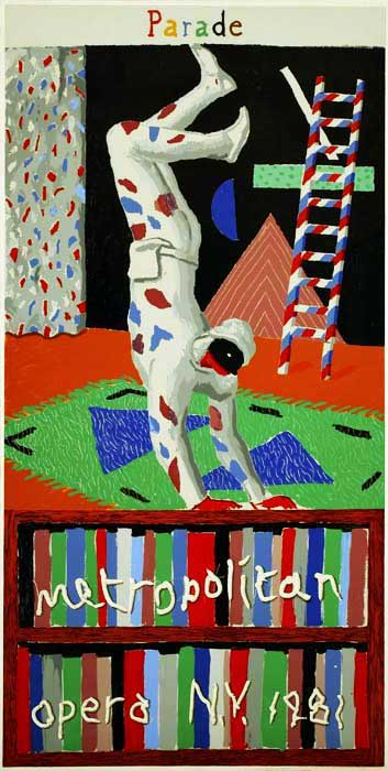 DAVID HOCKNEY - Parade, Metropolitan Opera, N.Y., 1981 - Color silkscreen