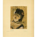 EDGAR DEGAS - Chanteuse du café-concert - Original color gravure with pochoir, after the monotype