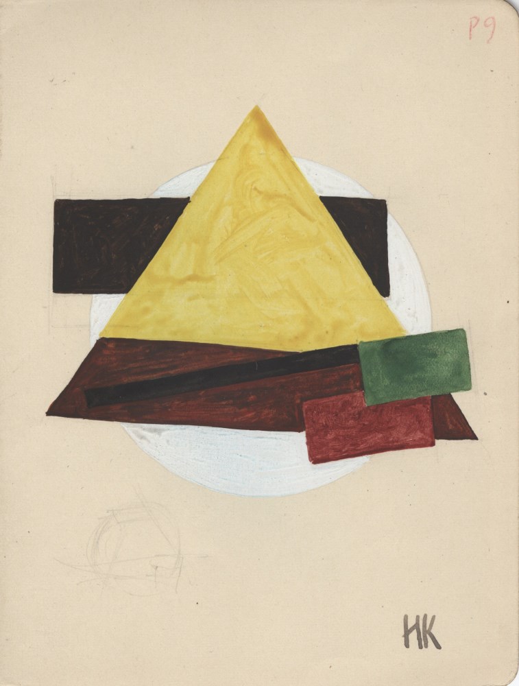 IVAN KLIUN - Spherical Suprematism #4 - Watercolor and pencil drawing on paper