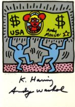 KEITH HARING & ANDY WARHOL - Andy Mouse II, Homage to Warhol - Color offset lithograph