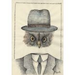 RENE MAGRITTE [imputée] - Hibou - Watercolor and ink drawing on paper