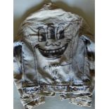 KEITH HARING [imputée] - Levi Jacket drawing: Three Eyed Smiling Face - Black marker drawing on d...