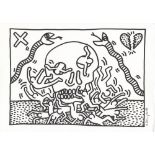 KEITH HARING - Skull - Black marker drawing on paper