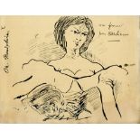 CHARLES BAUDELAIRE [imputée] - Study for 'Portrait de Jeanne Duval' - Original pen and ink drawing