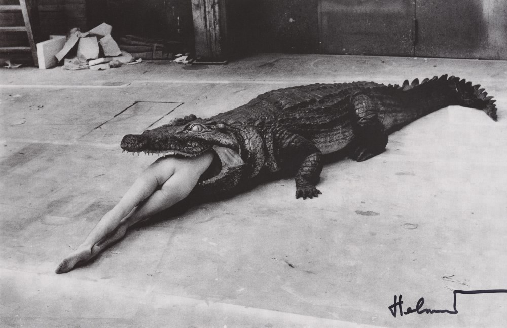 HELMUT NEWTON - Crocodile Eating Ballerina (Scene from Pina Bausch's Ballet "Die Keuschheitslegen...