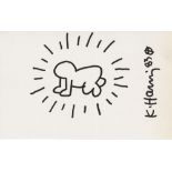 KEITH HARING - Radiant Baby - Black marker drawing on paper