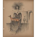 LEONORA CARRINGTON - Sin titulo #3 - Ink and watercolor drawing on paper