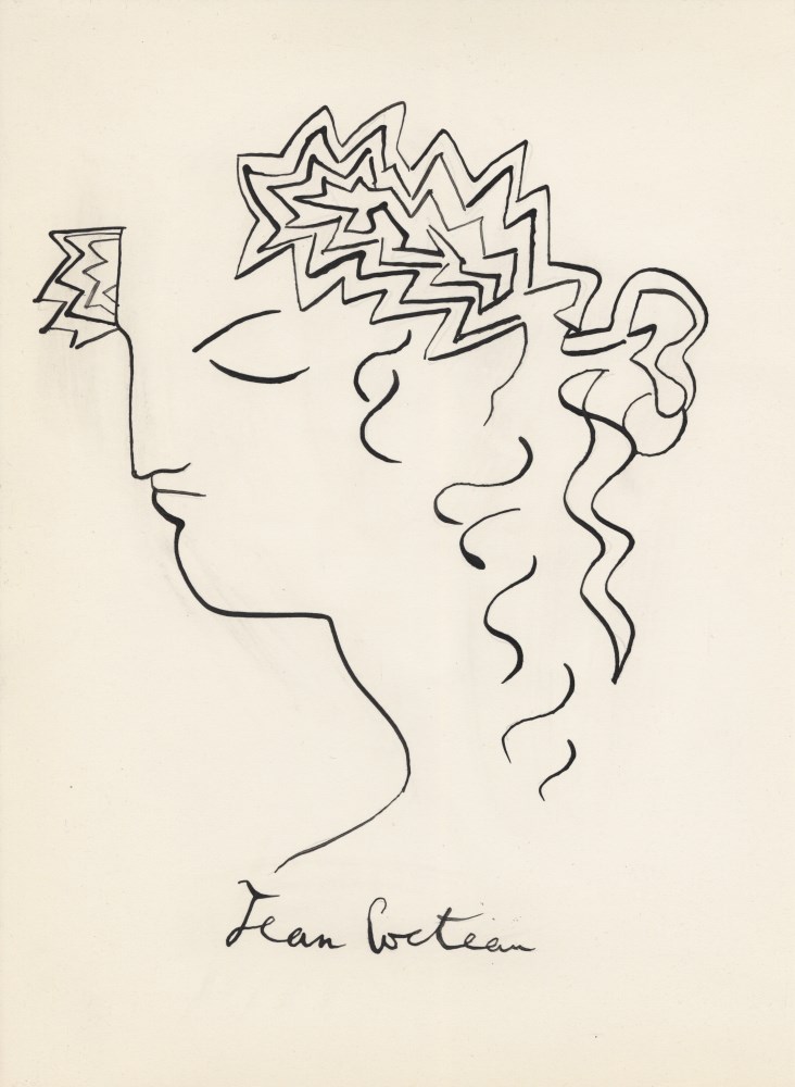 JEAN COCTEAU - Un dieu grec - Pen and ink drawing on paper