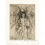 PHILIP EVERGOOD - Girl with Sunflowers - Etching