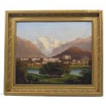 RUDOLF MULLER - Dorf in den Alpen - Oil on canvas