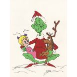 THEODOR SEUSS GEISEL [DR. SEUSS] - The Grinch, Max, & Cindy - Ink, colored pencil, & pencil drawi...