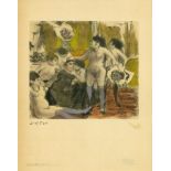 EDGAR DEGAS - Fete de la patronne - Original color gravure with pochoir, after the monotype