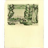 DAVID B. MILNE - Painting Place/Hilltop - Color drypoint
