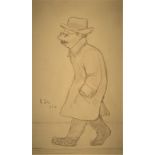 L. S. LOWRY - Mustached Man - Pencil drawing on paper
