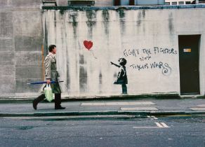 BANKSY - Balloon Fight - Color offset lithograph