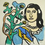FERNAND LEGER - Femme a la fleur - Watercolor, gouache, and ink drawing on paper