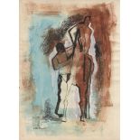 MARINO MARINI - Giocolieri e Cavallo - Gouache, watercolor, and ink drawing on paper