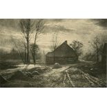 LEONARD MISONNE - Au coucher du soleil, Belgique - Original vintage photogravure