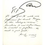 ANDY WARHOL - Warhol/Wunsche #1 - Autograph - initials on paper