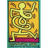 KEITH HARING - Montreux [Jazz Festival] 1983 - Orange Background/Green Border - Original color si...