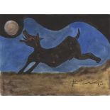 RUFINO TAMAYO - Perro ladrandole a la Luna - Watercolor and gouache drawing on paper