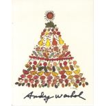ANDY WARHOL - Christmas card: Tree of Treats - Original vintage color offset lithograph