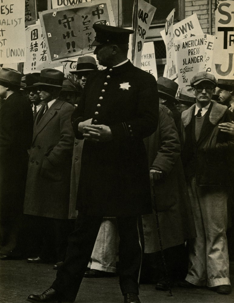 DOROTHEA LANGE - General Strike, Policeman, San Francisco - Original vintage photoengraving