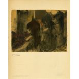 EDGAR DEGAS - Trois filles assises de dos - Original color gravure with pochoir, after the monotype