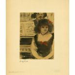 EDGAR DEGAS - Pianiste et le chanteur - Original color gravure with pochoir, after the monotype