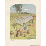 E(RNEST) H(OWARD) SHEPARD - Pooh's Party - Original color offset lithograph