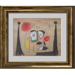 JOAN MIRO - Retrato de Salvador Dali - Gouache, crayon, pastel, and charcoal drawing on paper