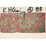 KEITH HARING - Untitled 1981 (#2) [three barking dogs] - Color offset lithograph