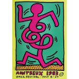 KEITH HARING - Montreux [Jazz Festival] 1983 - Blue/Green Background/Yellow Border - Original col...