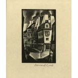 HOWARD COOK - Paris Street - Wood engraving