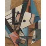 LOUIS MARCOUSSIS - Nature morte a la guitare - Papier colle, oil, gouache, and charcoal on paper