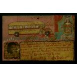 MEXICAN SCHOOL (EX-VOTO ARTIST) 20TH CENTURY - Vintage Ex-Voto/Retablo: Transporte Publico - Oil ...