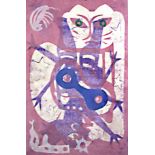 KARIMA MUYAES - Felina en Rosa - Monotype on amate paper