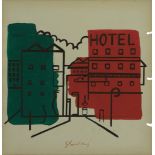 STUART DAVIS - Hotel - Gouache and pencil on paper