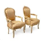 A PAIR OF LOUIS XVI-STYLE ARMCHAIRS