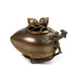 A CHINESE BRONZE 'PEACHES' CENSER, QING DYNASTY, 1644 - 1912