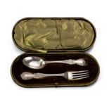 AN EDWARD VII CASED SILVER KING'S PATTERN CHRISTENING SET