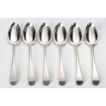 A SET OF SIX GEORGE III SILVER OLD ENGLISH PATTERN TABLESPOONS, GEORGE SMITH AND WILLIAM FEARN, LOND