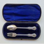 A CASED VICTORIAN SILVER CHRISTENING SET, CHAWNER AND CO, LONDON, 1875