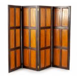 A CAPE YELLOWWOOD AND STINKWOOD FOUR PANEL FOLDING SCREEN